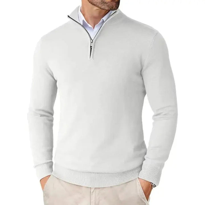 Ribbed Half-Zip Pullover Sweater