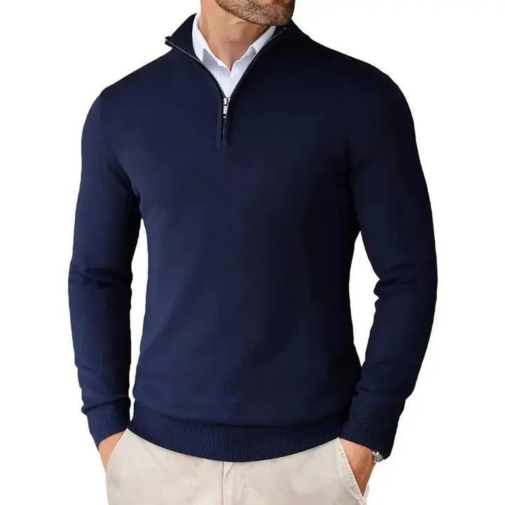 Ribbed Half-Zip Pullover Sweater