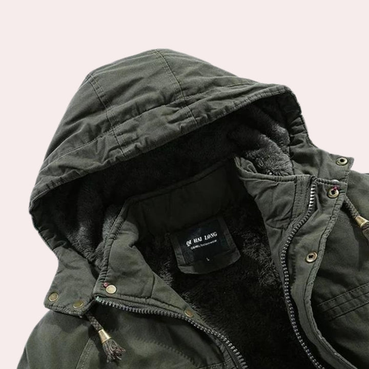 Drummond Fields - Padded Hooded Jacket Zip Front Toggle Drawstring