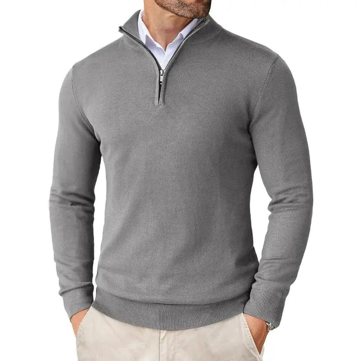 Ribbed Half-Zip Pullover Sweater