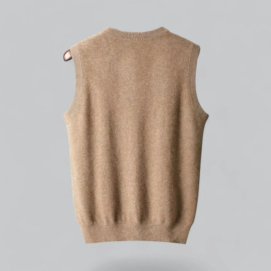 Ribbed Trim V-Neck Knit Sweater Vest