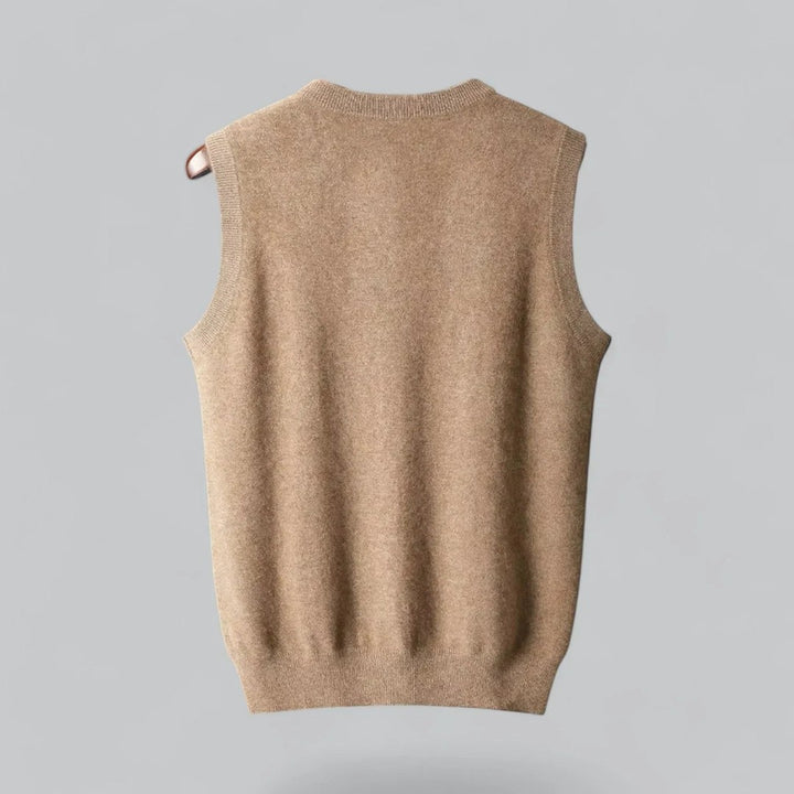 Ribbed Trim V-Neck Knit Sweater Vest