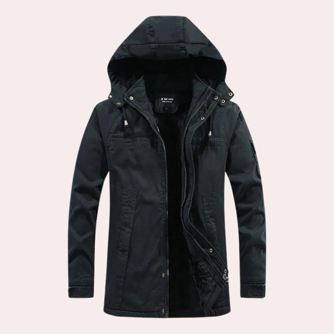 Drummond Fields - Padded Hooded Jacket Zip Front Toggle Drawstring