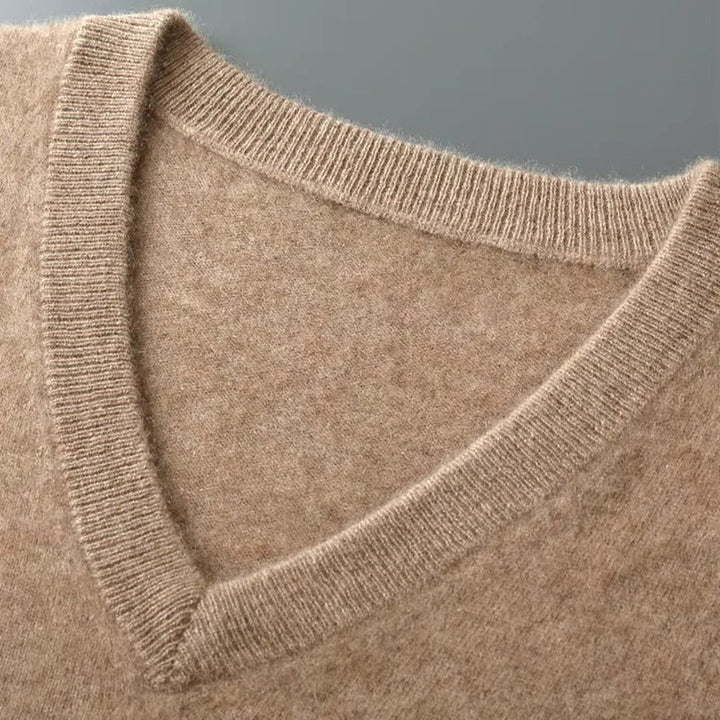 Ribbed Trim V-Neck Knit Sweater Vest