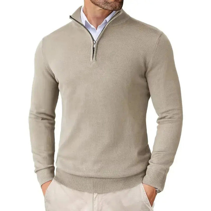 Ribbed Half-Zip Pullover Sweater