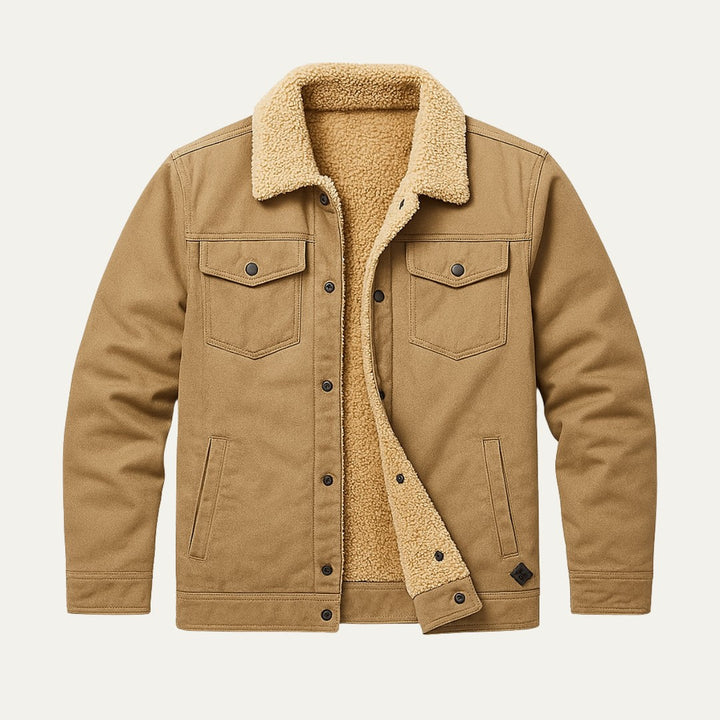 Fleece-Trim Button-Front Field Jacket