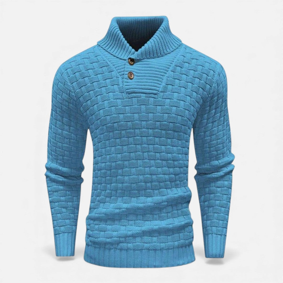 Button Turtleneck Knit Sweater