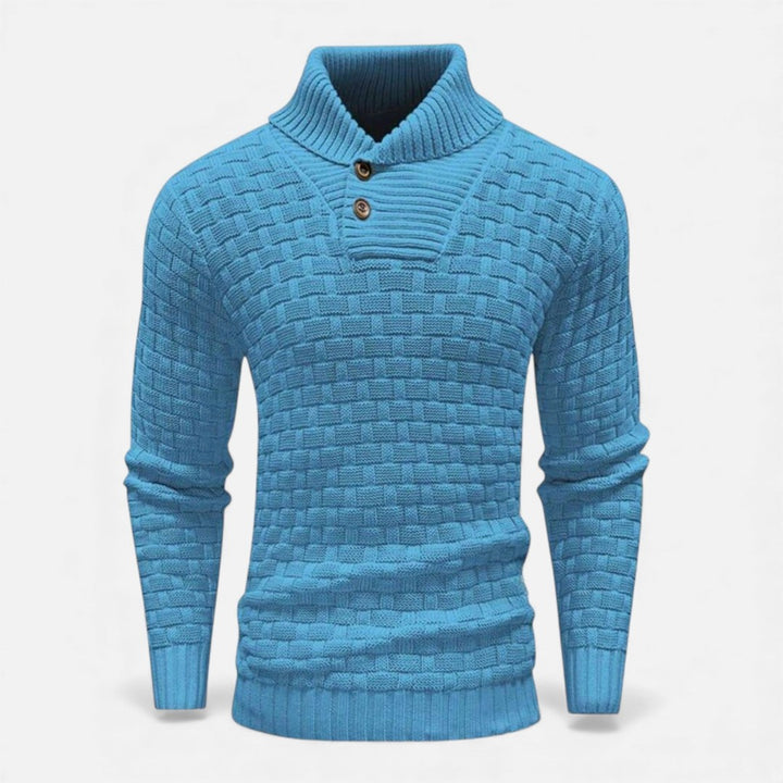 Button Turtleneck Knit Sweater