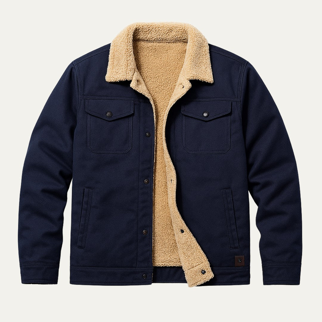 Fleece-Trim Button-Front Field Jacket