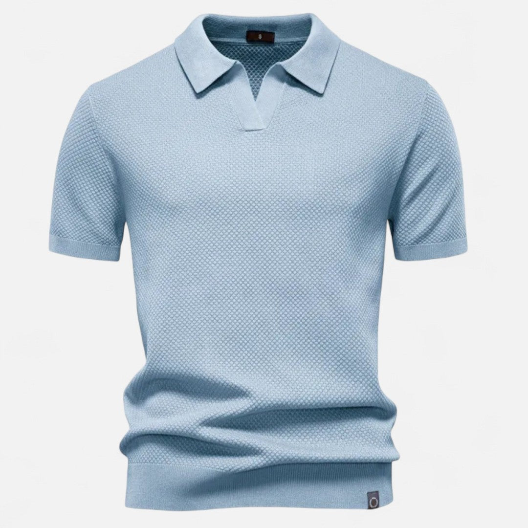 Textured Pattern Knit Polo Shirt