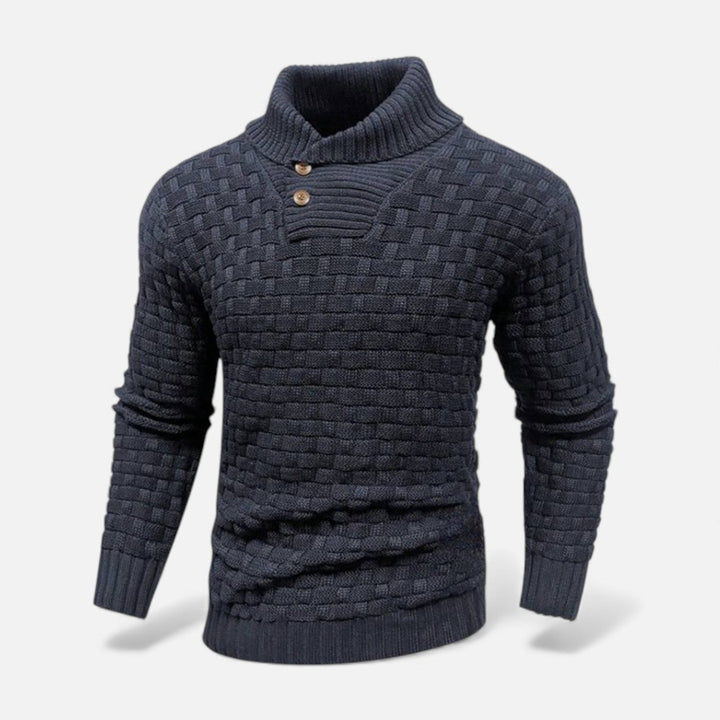 Button Turtleneck Knit Sweater