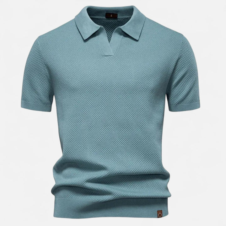 Textured Pattern Knit Polo Shirt