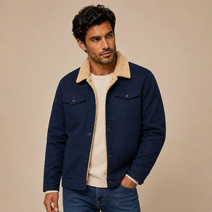 Fleece-Trim Button-Front Field Jacket