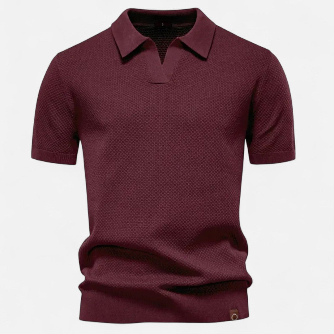 Textured Pattern Knit Polo Shirt