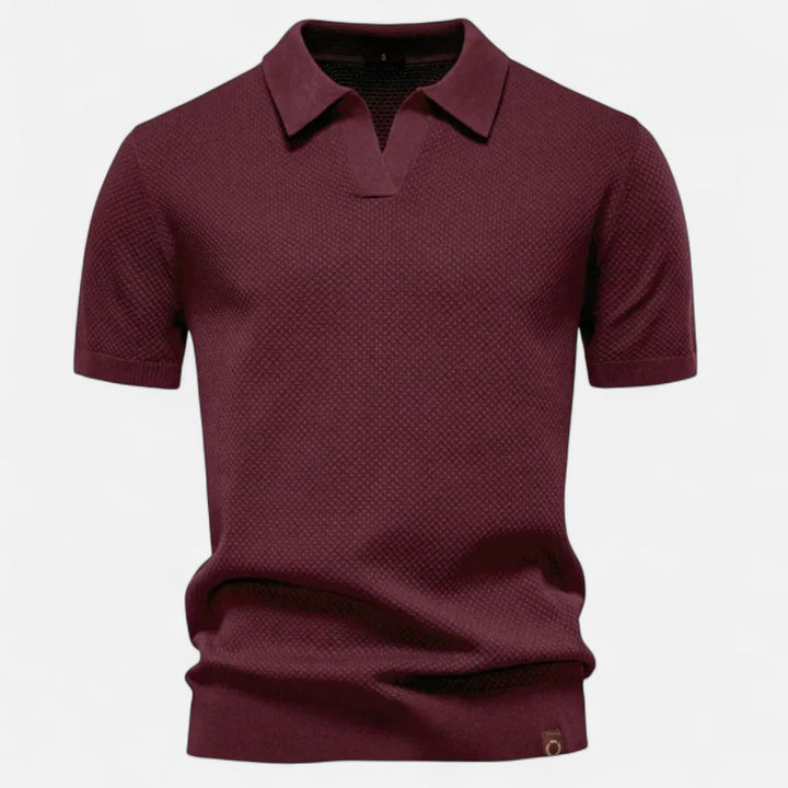 Textured Pattern Knit Polo Shirt