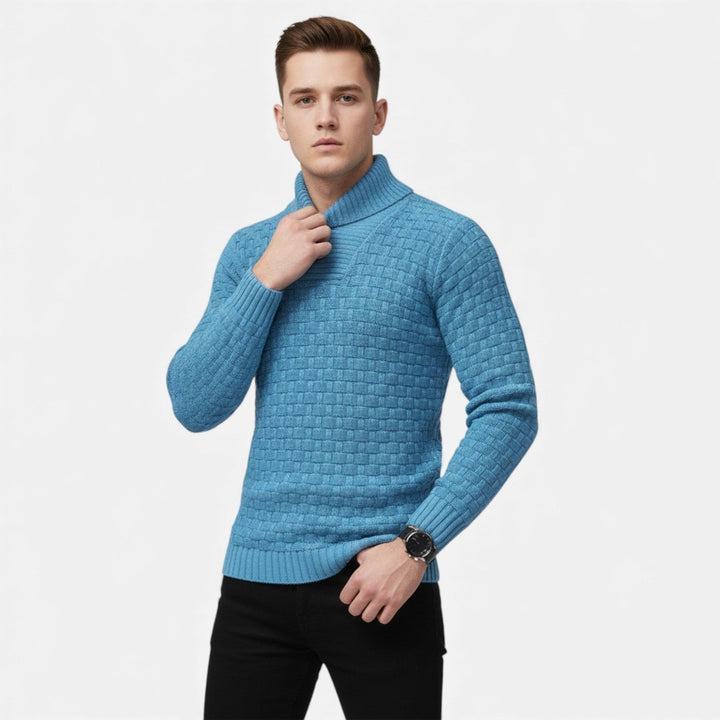 Button Turtleneck Knit Sweater