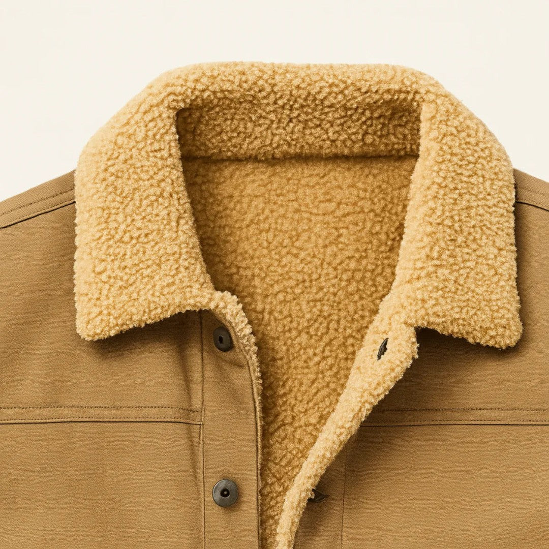 Fleece-Trim Button-Front Field Jacket