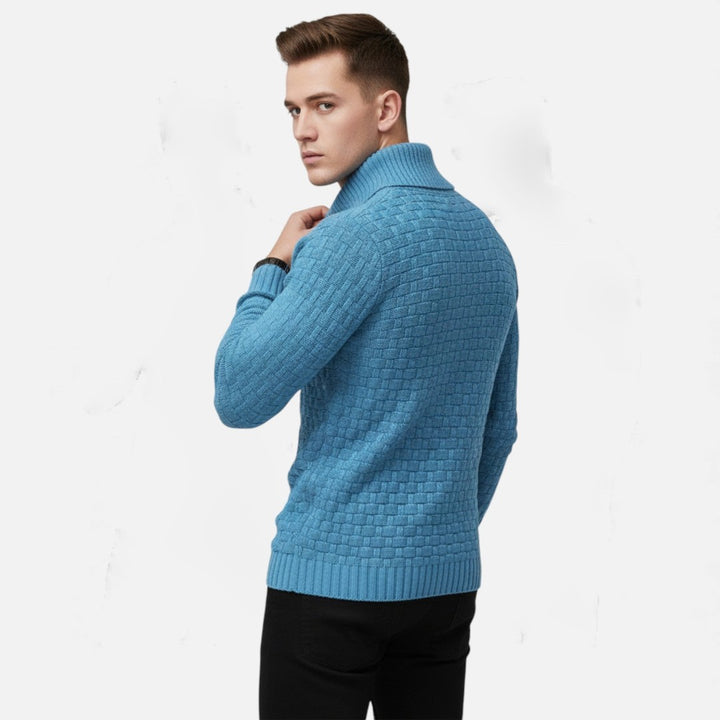 Button Turtleneck Knit Sweater