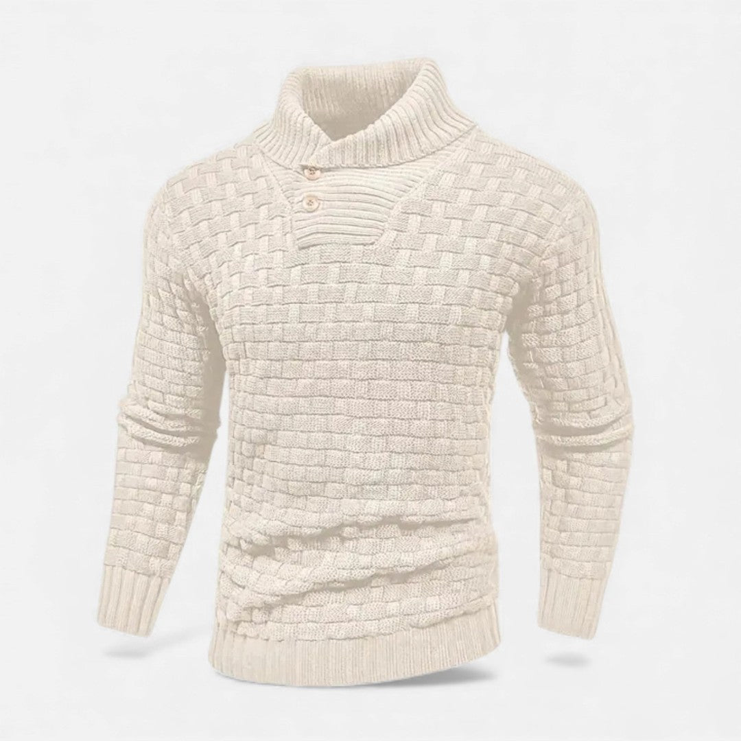 Button Turtleneck Knit Sweater