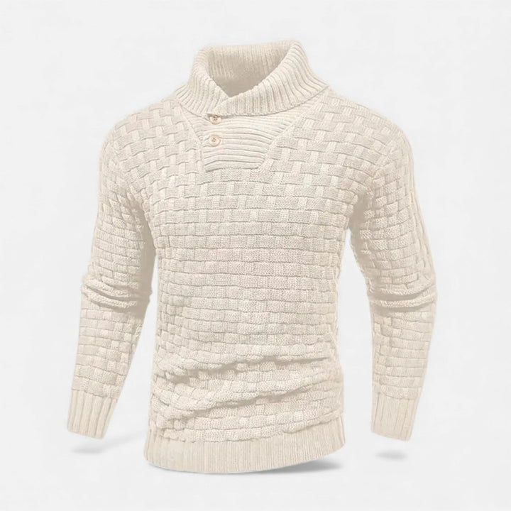 Button Turtleneck Knit Sweater