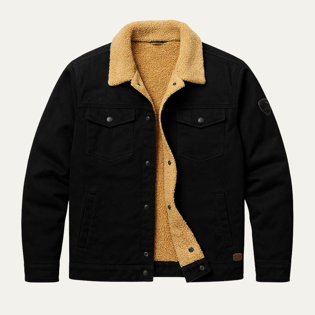 Fleece-Trim Button-Front Field Jacket