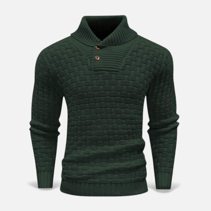 Button Turtleneck Knit Sweater