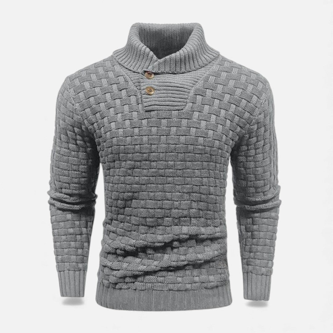 Button Turtleneck Knit Sweater