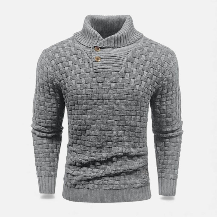 Button Turtleneck Knit Sweater