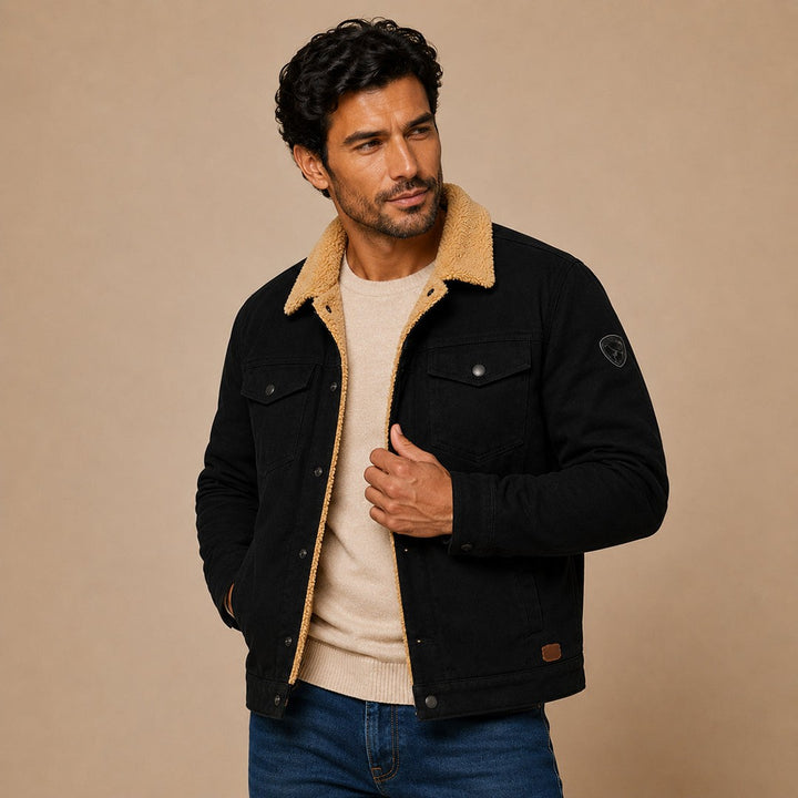 Fleece-Trim Button-Front Field Jacket