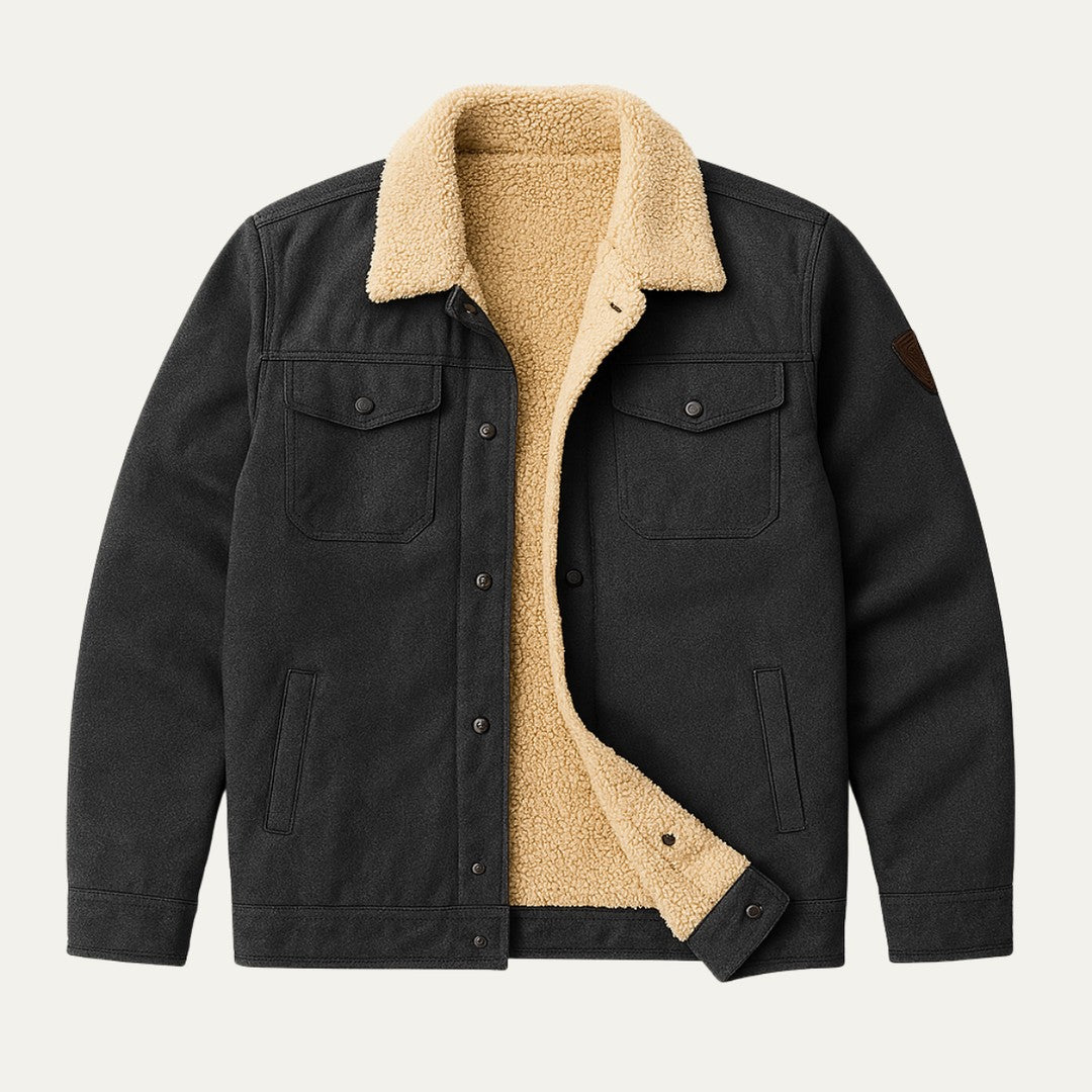 Fleece-Trim Button-Front Field Jacket