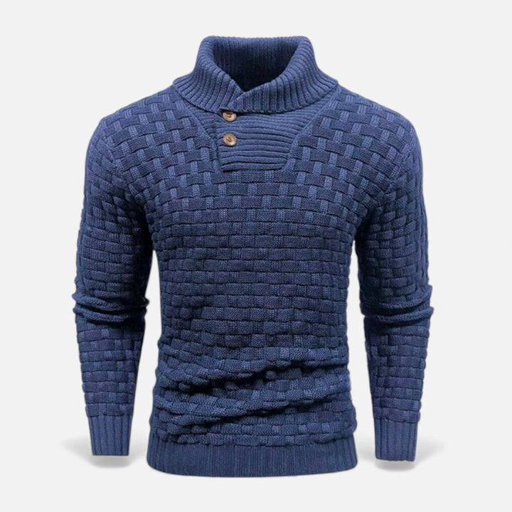 Button Turtleneck Knit Sweater