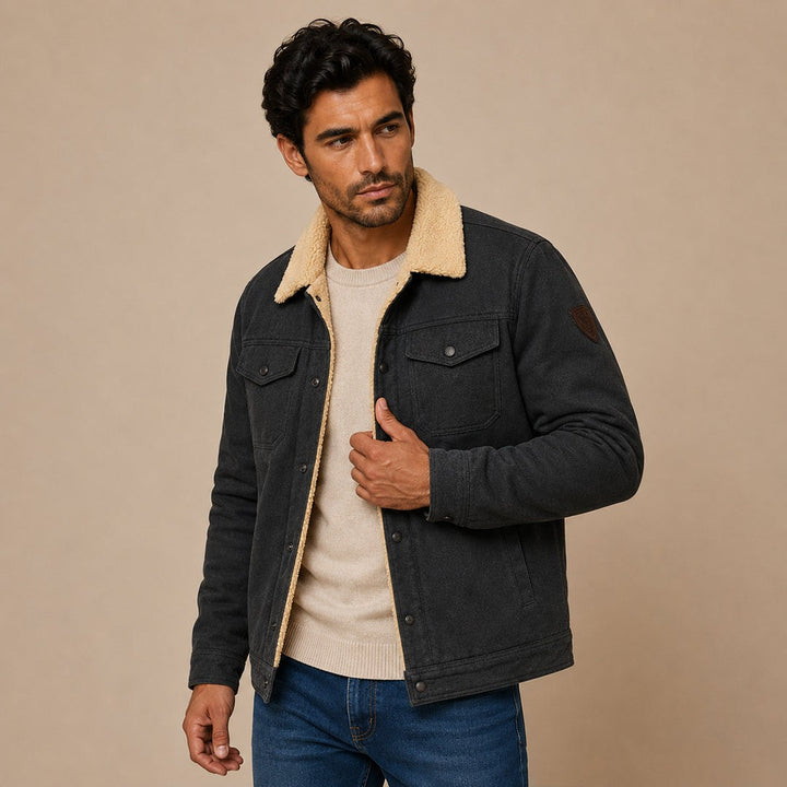 Fleece-Trim Button-Front Field Jacket