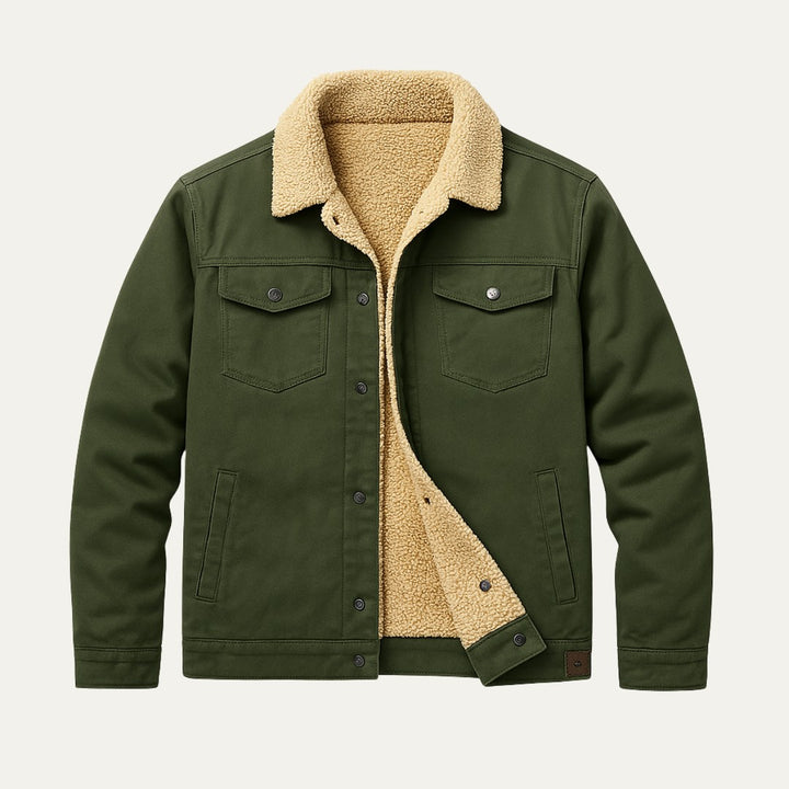 Fleece-Trim Button-Front Field Jacket
