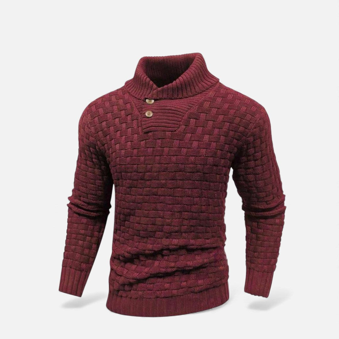 Button Turtleneck Knit Sweater