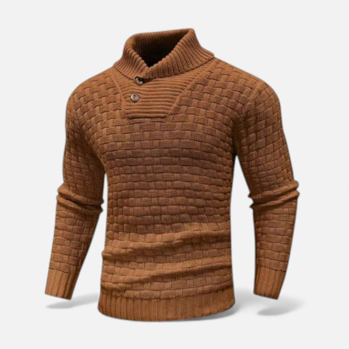 Button Turtleneck Knit Sweater