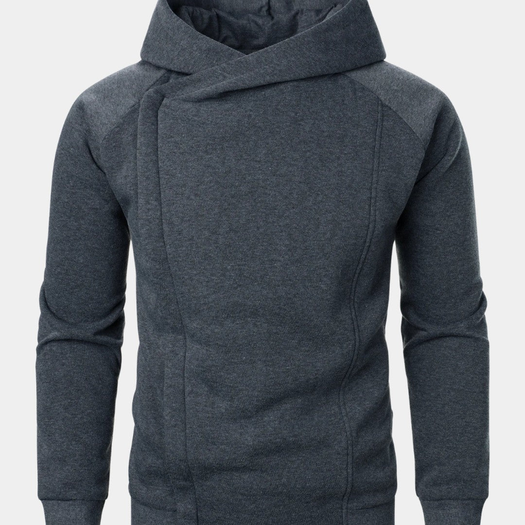 Crossover Collar Zip Hoodie