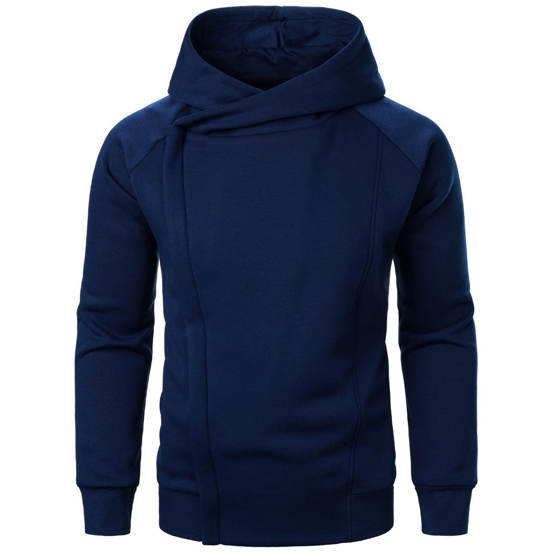 Crossover Collar Zip Hoodie