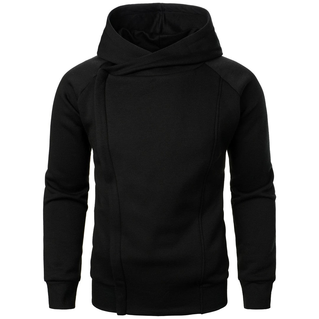 Crossover Collar Zip Hoodie