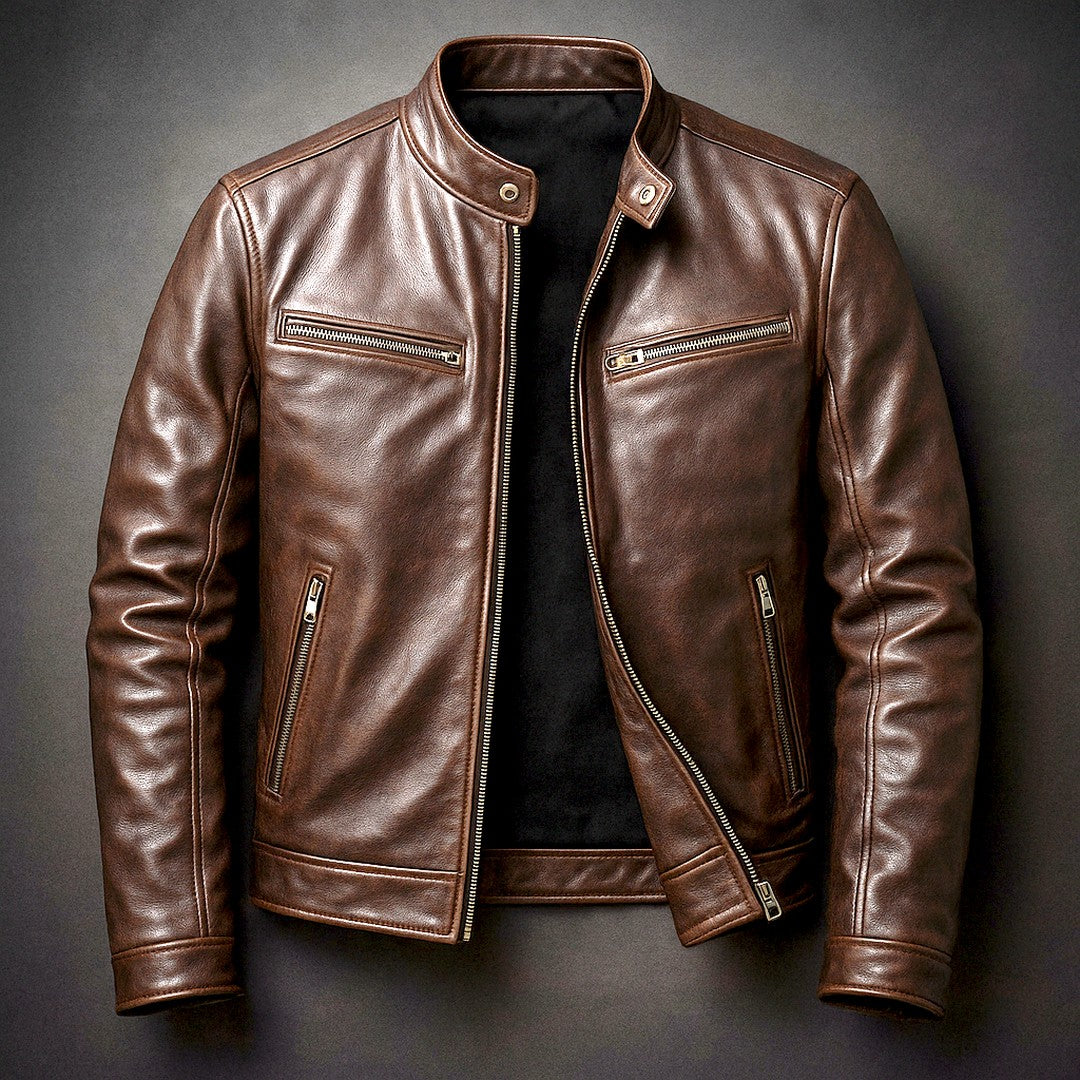Vintage-Style Leather-Look Jacket
