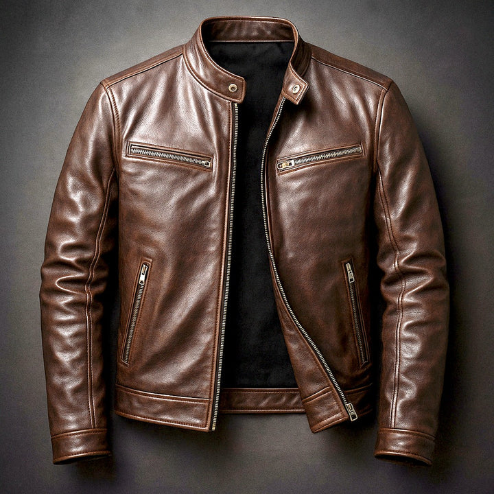 Vintage-Style Leather-Look Jacket