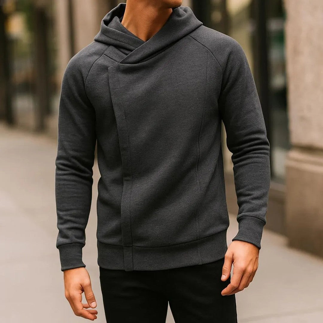 Crossover Collar Zip Hoodie