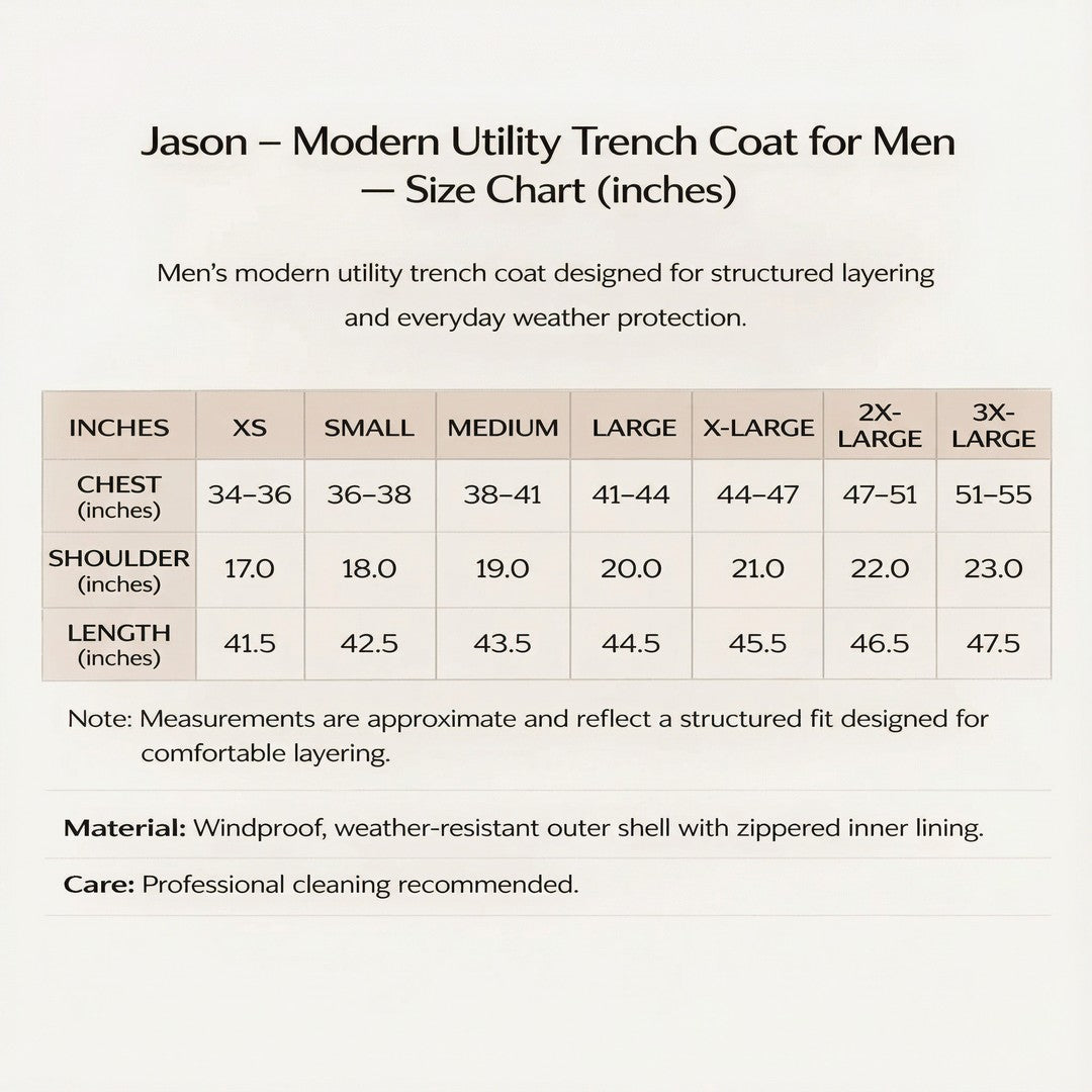 Jason - Modern Utility Trench Coat for Men