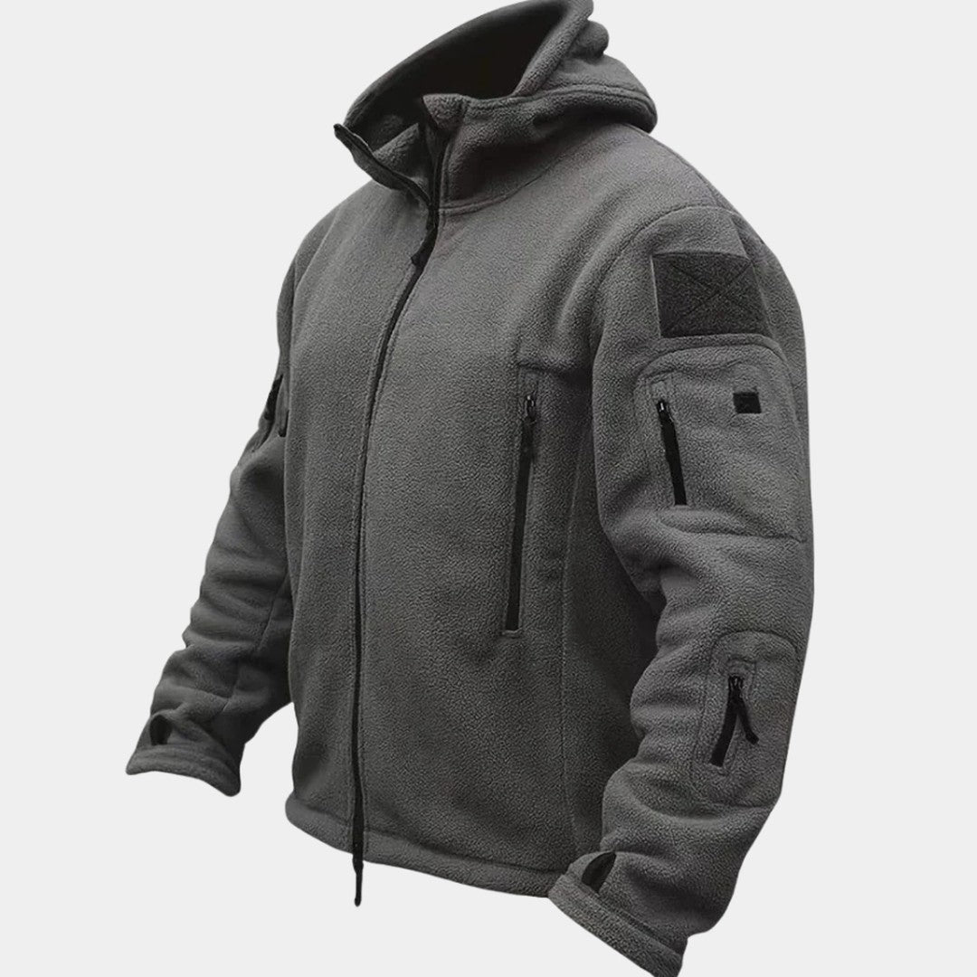 Zip Pocket Hooded Fleece Jacket