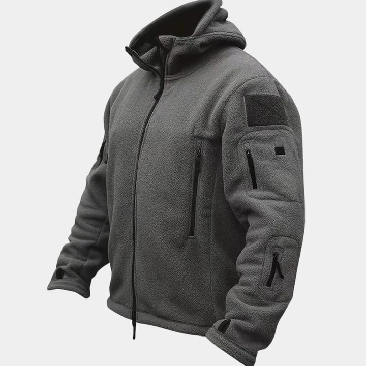 Zip Pocket Hooded Fleece Jacket