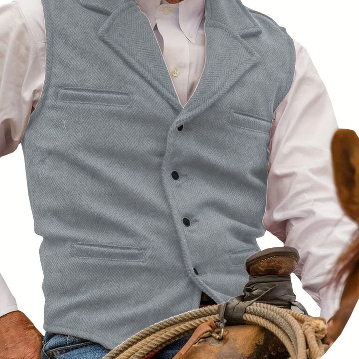 Notch Collar Textured Waistcoat with Welt Pockets