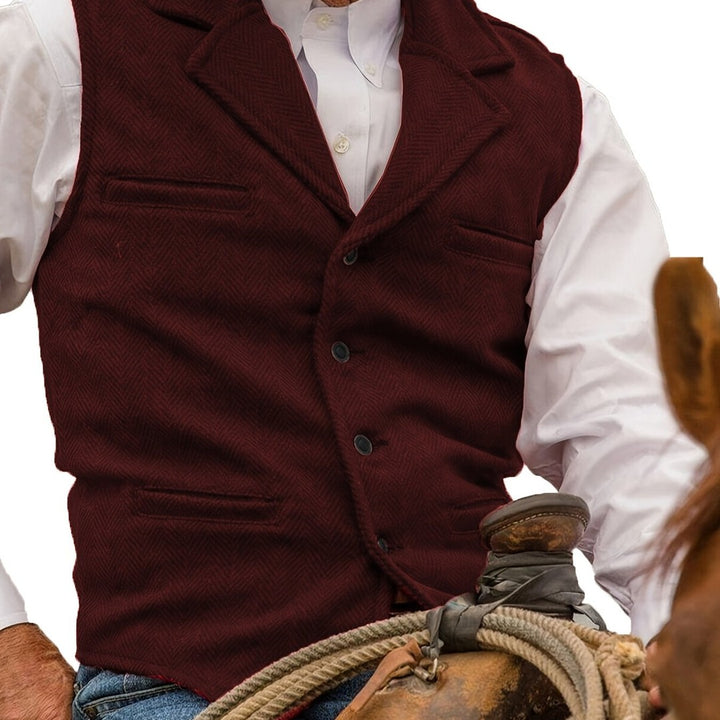 Notch Collar Textured Waistcoat with Welt Pockets