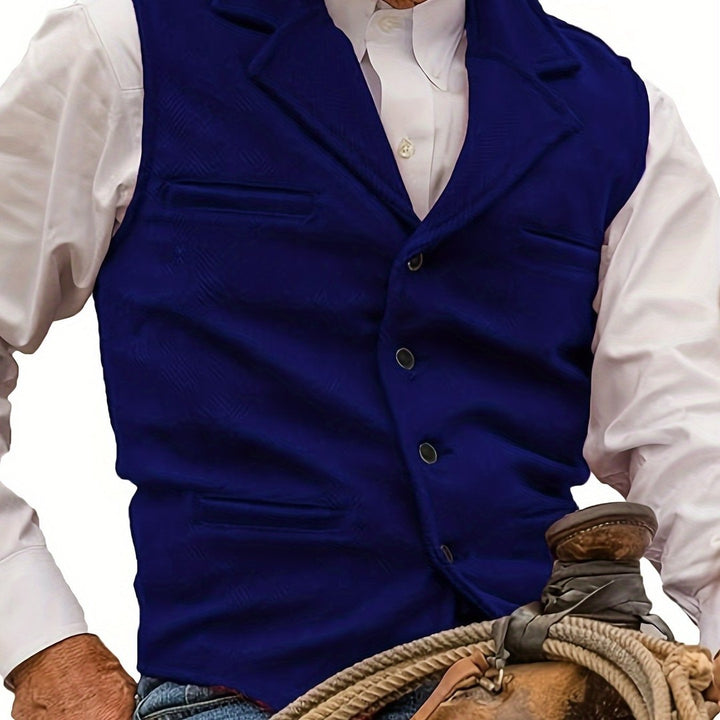 Notch Collar Textured Waistcoat with Welt Pockets