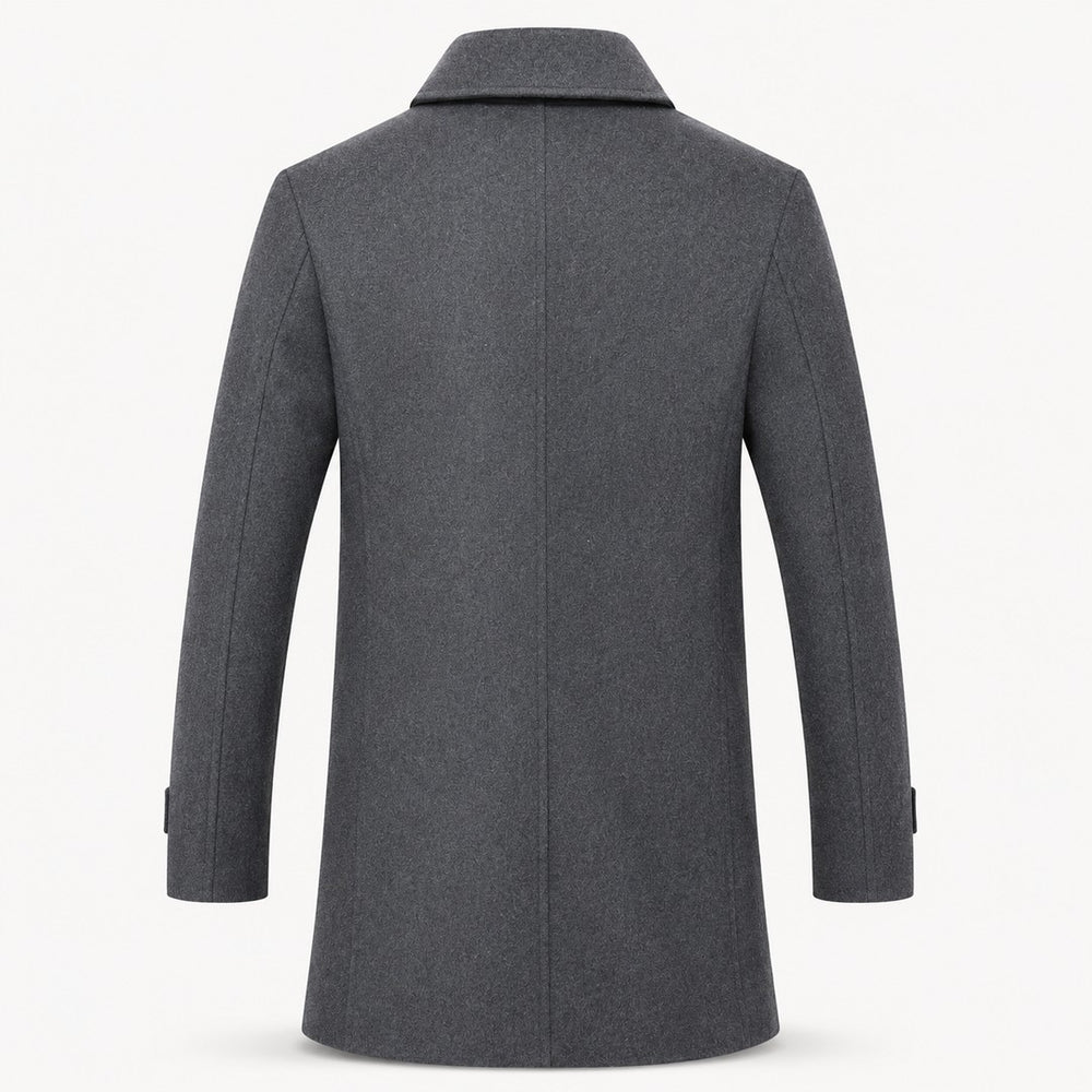 Double-Breasted Tweed-Look Overcoat