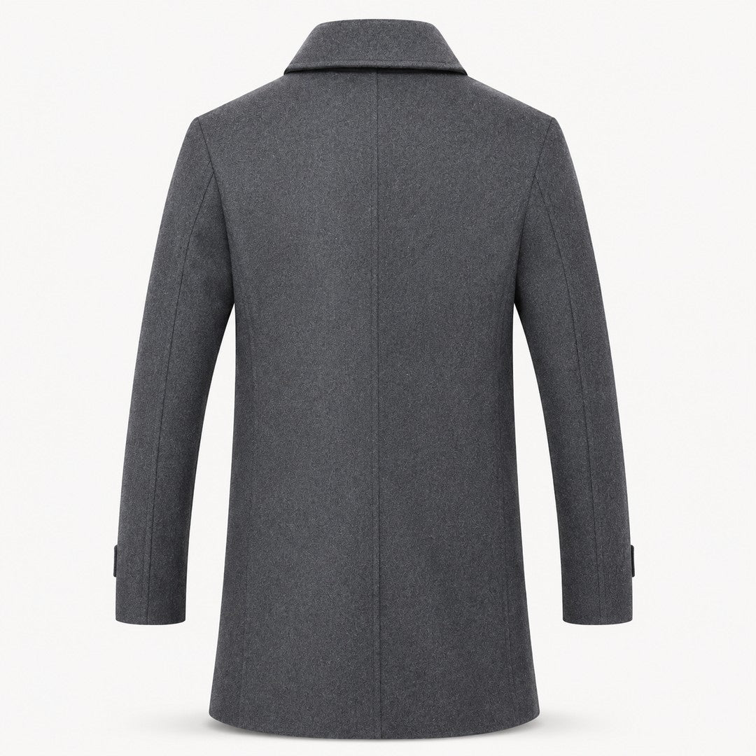 Double-Breasted Tweed-Look Overcoat