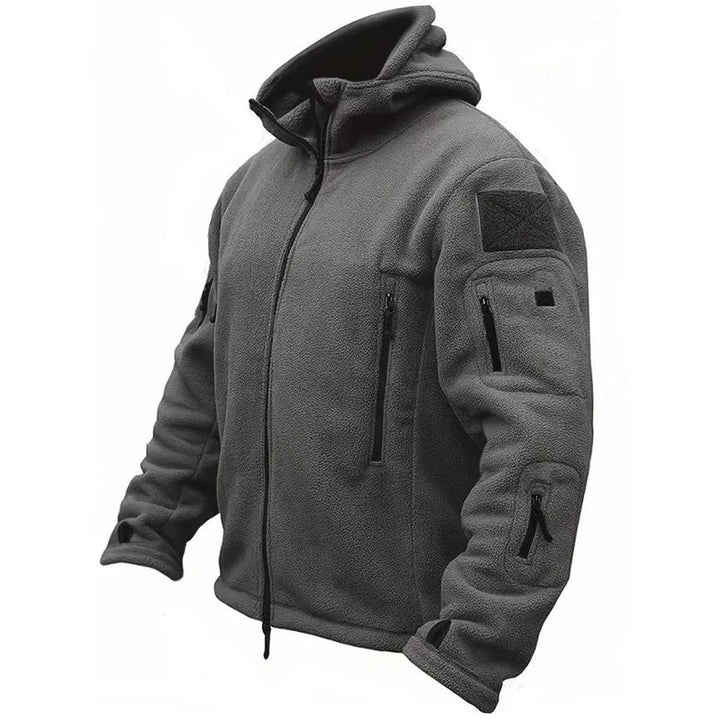 Zip Pocket Hooded Fleece Jacket